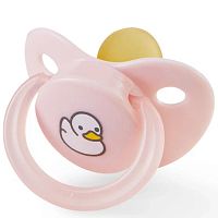 Happy Baby Пустышка латексная ортодонтическая 0+ / цвет duck (розовый)					
