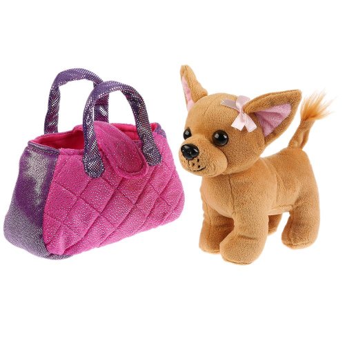 Мой питомец Мягкая игрушка Собака в сиреневой сумочке, 278156 / цвет сиреневый, коричневый