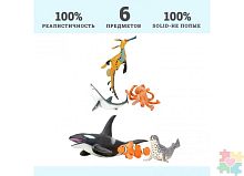 Паремо Фигурки игрушки серии "Мир морских животных": Акула, касатка, осьминог, рыба-клоун, морской леопард					