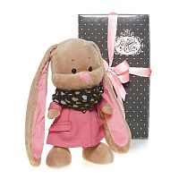 Мягкая игрушка / Зайка Лин в розовом пальто со стильным шарфом / 25 см