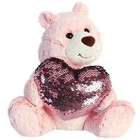 AURORA Игрушка мягкая "Медведь Большое сердце", 30 см / цвет розовый					