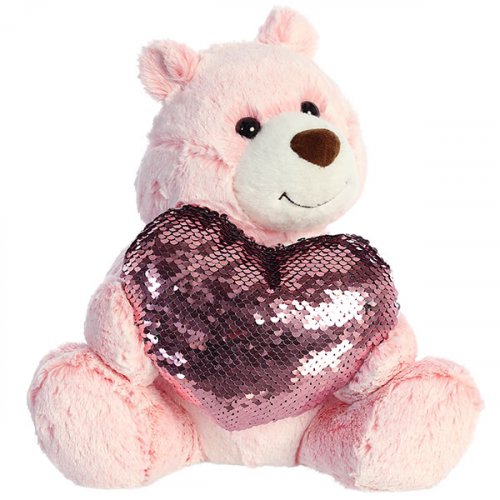 AURORA Игрушка мягкая "Медведь Большое сердце", 30 см / цвет розовый