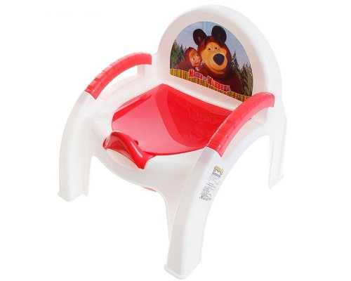 Горшок-стульчик с аппликацией "Маша и медведь", розовый