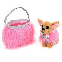 Мой питомец Мягкая игрушка Собака Чихуахуа в сумочке, 278162 / цвет розовый, коричневый					
