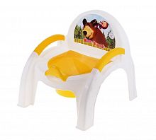 Горшок-стульчик с аппликацией "Маша и медведь", желтый