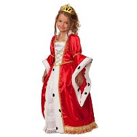 Батик Карнавальный костюм для девочек Королева / рост 110 см, от 5 лет / цвет красный, белый					