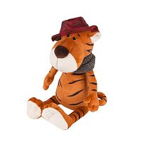 Maxitoys Мягкая игрушка "Тигр Глеб в шляпе и вязаном шарфе", 20 см					