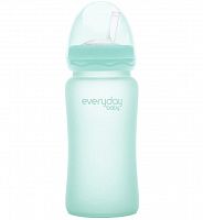 Everyday Baby Стеклянная бутылочка-поильник с трубочкой с защитным покрытием, 240 мл / мятный 					