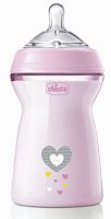 Chicco Бутылочка для кормления Natural Feeling, с 6 месяцев, 330 мл / цвет розовый New					