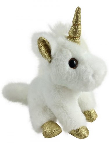 Abtoys Мягкая игрушка "Единорог белый с золотом", 15 см