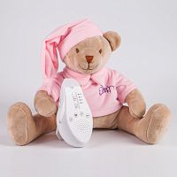 Drema BabyDou Игрушка для сна Мишка в шарфе с белым и розовым шумом / цвет пудровый					