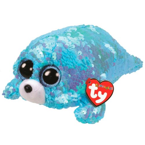 Ty Мягкая игрушка Flippables Waves Голубой тюлень, 15 см