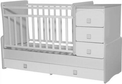 Детская кровать-трансформер Ульяна-2 с маятником / белый, из 2-х частей