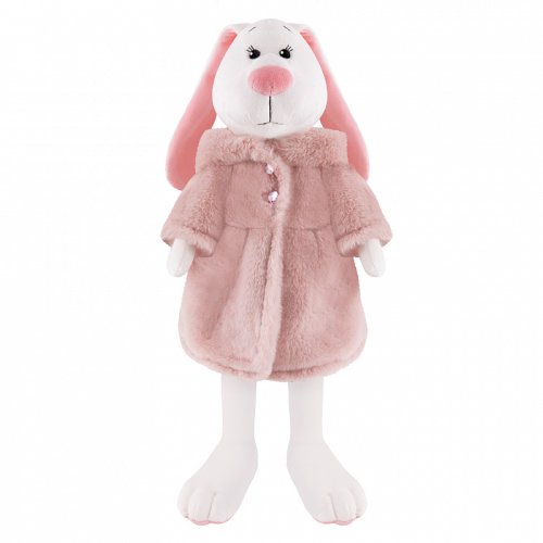 Maxitoys Luxury Мягкая игрушка Крольчиха Анастасия в Шубке, 25 см / цвет белый, розовый