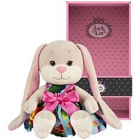 Jack&Lin Мягкая игрушка "Зайка в летнем платьице с розовым бантом", 20 см, в коробке					